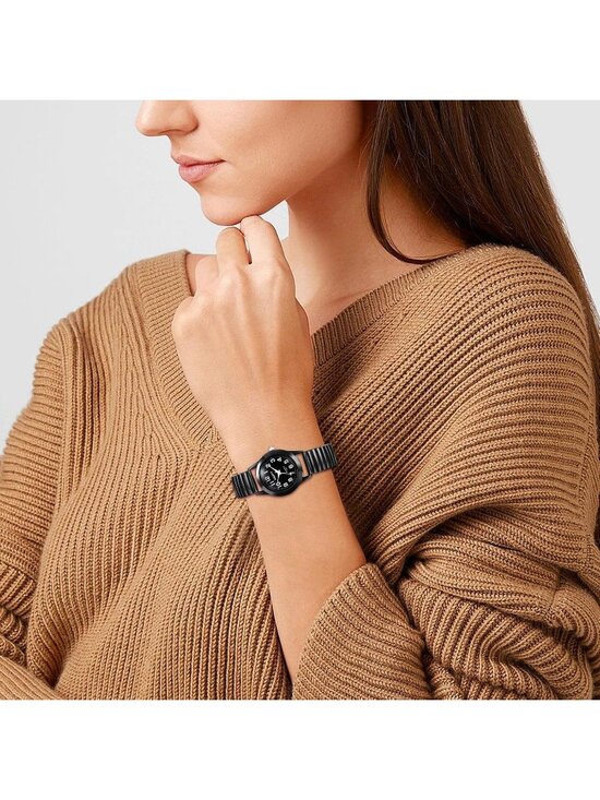 Women\'s Black Stretch Band Couple Bangle Ultrathin Elastic Strap Wrist Watch main image 4
